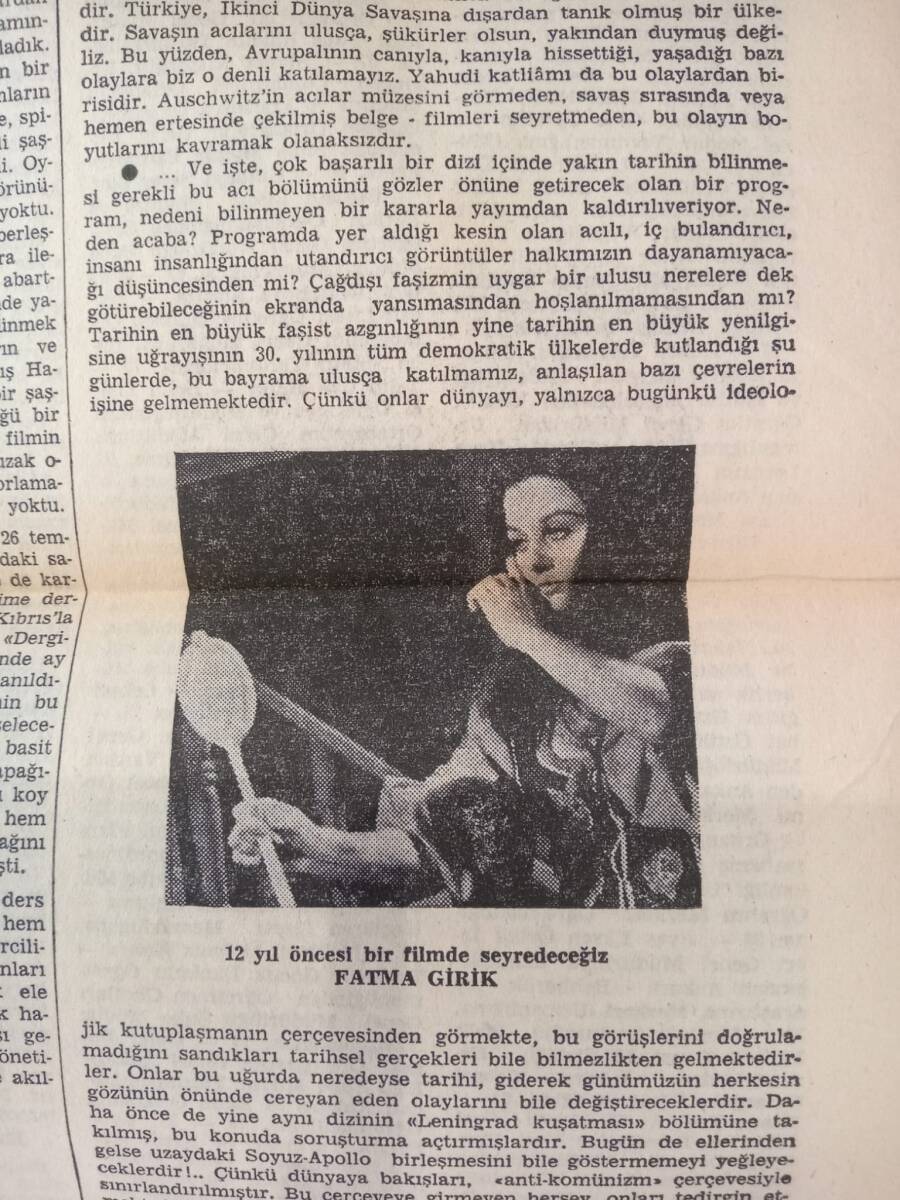 Cumhuriyet Gazetesi 28 Temmuz 1975 - Fatma Girik 12 Yıl Sonra Film! - Türkiye'de Büyük Nükleer Stok Bulunduğu Açıklandı GZ143801 - 2