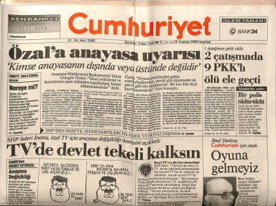 Cumhuriyet Gazetesi 28 Temmuz 1990 - Efeste Artemisin Ruhu Yaşar GZ87386 - 1