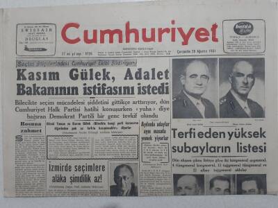 Cumhuriyet Gazetesi - 29 Ağustos 1951 - Kasım Gülek Adalet Bakanının İstifasını İstedi GZ112863 - 1