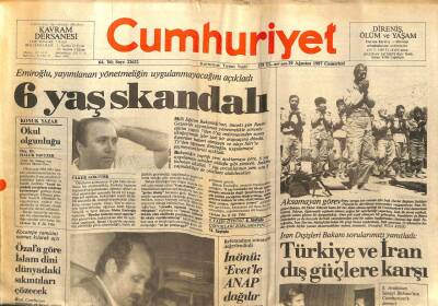 Cumhuriyet Gazetesi - 29 Ağustos 1987 - Türkiye Ve İran Dış Güçlere Karşı GZ99613 - 1