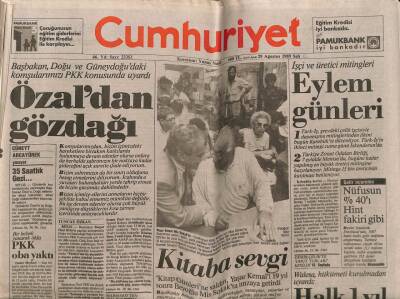 Cumhuriyet Gazetesi 29 Ağustos 1989 - Turgut Özaldan Gözdağı GZ64430 - 2