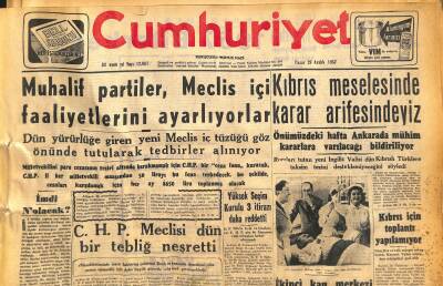 Cumhuriyet Gazetesi 29 Aralık 1957 - Kıbrıs Meselesinde Karar Arifesindeyiz - Karamanın Köylerinde Tifo Salgını GZ119724 - 1