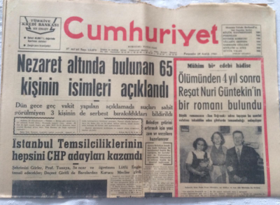 Cumhuriyet Gazetesi 29 Aralık 1960 - Nezaret Altında Bulunan 65 Kişinin İsimleri Açıklandı - GZ19363 - 1