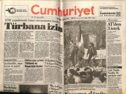 Cumhuriyet Gazetesi 29 Aralık 1989 - Türbana İzin GZ64424 - 1