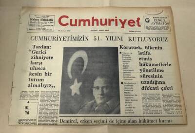 Cumhuriyet Gazetesi 29 Ekim 1974 GZ1551 - 2