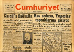 Cumhuriyet Gazetesi 29 Eylül 1944 - Rus Ordusu Yugoslav Topraklarına Giriyor GZ100967 - 1