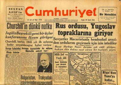 Cumhuriyet Gazetesi 29 Eylül 1944 - Rus Ordusu Yugoslav Topraklarına Giriyor GZ100967 - 2