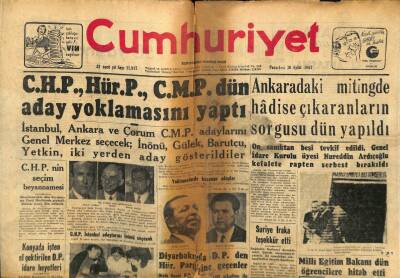 Cumhuriyet Gazetesi 29 Eylül 1957 - C.M.P.nin Ankara Mitinginde Hadiseler GZ59305 - 1