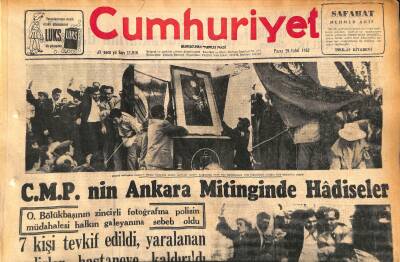 Cumhuriyet Gazetesi 29 Eylül 1957 - C.M.P.nin Ankara Mitinginde Hâdiseler GZ119655 - 1