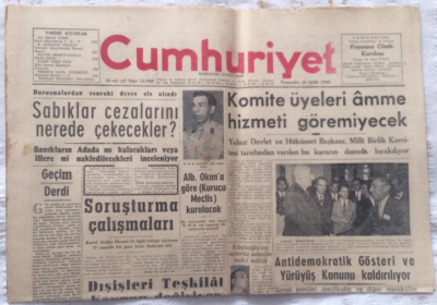 Cumhuriyet Gazetesi 29 Eylül 1960 - Sabıklar Cezalarını Nerede Çekecekler - GZ19448 - 1