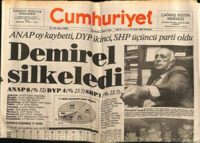 Cumhuriyet Gazetesi 29 Eylül 1986 - Demirel Silkeledi GZ65232 - 2