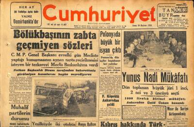 Cumhuriyet Gazetesi 29 Haziran 1956 - Polonyada Büyük Bir İsyan Çıktı - Muhalif Partilerin Durumu GZ119822 - 1