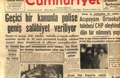Cumhuriyet Gazetesi 29 Haziran 1960 - Geçici Bir Kanunla Polise Geniş Salahiyet Veriliyor GZ108987 - 1