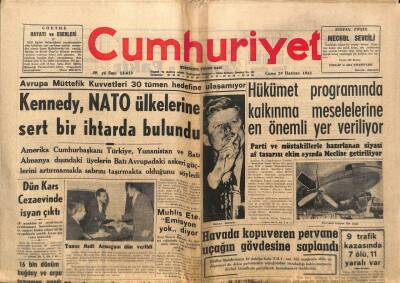 Cumhuriyet Gazetesi 29 Haziran 1962 -Saç Boyası İmalathanesi İnfilakında 1 Ustabaşı Öldü , 2 İşçi de Yaralandı GZ98190 - 1