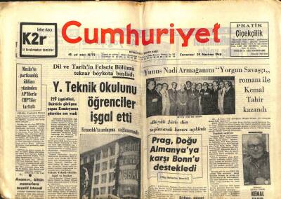 Cumhuriyet Gazetesi - 29 Haziran 1968 - Y. Teknik Okulunu Öğrenciler İşgal Etti GZ99437 - 1