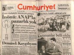 Cumhuriyet Gazetesi 29 Haziran 1989 - Erdal İnönüAnapla Pazarlık Yok GZ61215 - 1