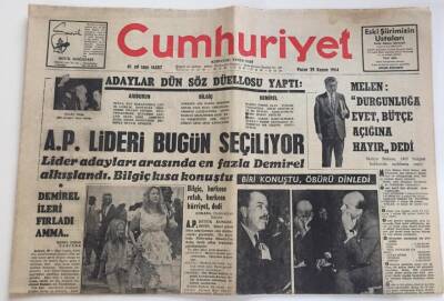 Cumhuriyet Gazetesi 29 Kasım 1964-A.P. Lideri Bugün Seçiliyor GZ6129 - 2