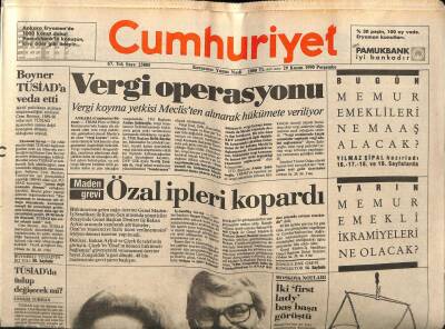 Cumhuriyet Gazetesi 29 Kasım 1990 - Cem Boyner Tüsiada Veda Etti GZ61320 - 2
