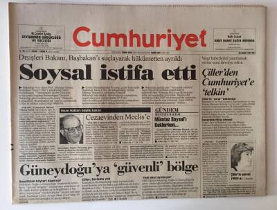 Cumhuriyet Gazetesi 29 Kasım 1994 - Güneydoğuya Güvenli Bölge GZ10924 - 2