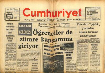 Cumhuriyet Gazetesi 29 Mart 1967 - Öğrenciler de Zümre Kapsamına Giriyor GZ103021 - 2