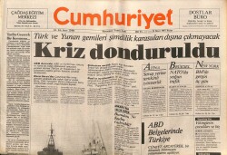 Cumhuriyet Gazetesi 29 Mart 1987 - Türk Ve Yunan Gemileri Şimdilik Karasuları Dışına Çıkamayacak GZ62277 - 2