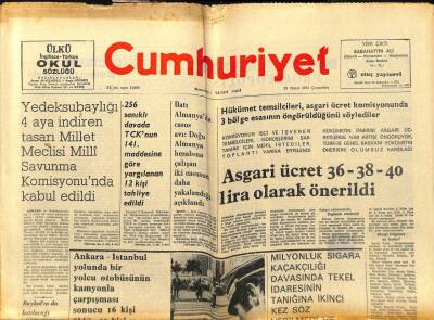 Cumhuriyet Gazetesi - 29 Mayıs 1974 - Asgari Ücret 36-38-40 Lira Olarak Önerildi GZ99353 - 1