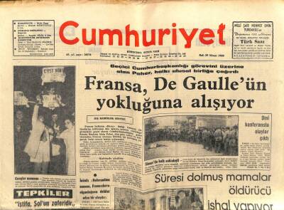 Cumhuriyet Gazetesi 29 Nisan 1969 - Fransa De Gaulleün Yokluğuna Alışıyor GZ103420 - 1