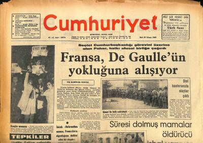Cumhuriyet Gazetesi 29 Nisan 1969 - Fransa , De Gaulleün Yokluğuna Alışıyor GZ86543 - 1