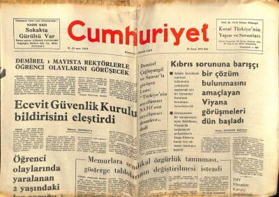 Cumhuriyet Gazetesi 29 Nisan 1975 - Kıbrıs Sorunu İçin Viyana Görüşmeleri Başladı GZ78008 - 1