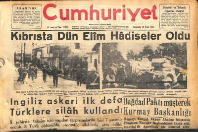 Cumhuriyet Gazetesi 29 Ocak 1958 - Kıbrısta Dün Elim Hadiseler Oldu - Başbakan Kıbrıs Türklerine Teessür Ve Taziyetlerini Bildirdi GZ120377 - 1