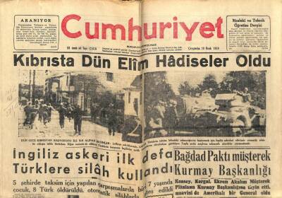 Cumhuriyet Gazetesi 29 Ocak 1958 - Kıbrısta Dün Elim Hadiseler Oldu GZ78034 - 1