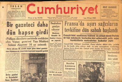 Cumhuriyet Gazetesi 29 Ocak 1960 - İstanbulun 17. İlçesi Kocamustafapaşa - Fransada Aşırı Sağcıların Tevkifine Dün Sabah Başlandı GZ119984 - 1