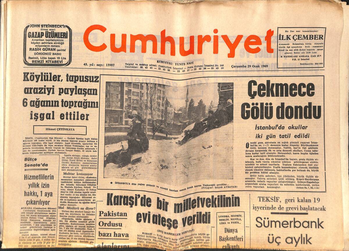 Cumhuriyet Gazetesi 29 Ocak 1969 - NATO Evrakından Paket Kağıdı Yapılıyor - Galatasaray İle Beşiktaş Pazar Gününe Hazırlanırlar GZ139780 - 1