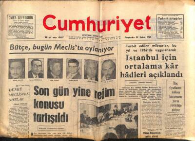 Cumhuriyet Gazetesi 29 Şubat 1968 - TRT , Meclis Karma Komisyonunda İbra Edilmedi GZ82465 - 1
