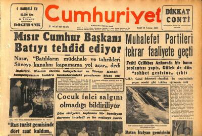 Cumhuriyet Gazetesi 29 Temmuz 1956 - Batan İtalyan Gemisinin Sigorta Ücreti Ödendi - Bir Milyar Ton Kömür Rezervi GZ119917 - 1