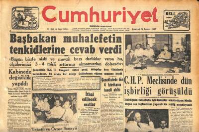 Cumhuriyet Gazetesi 29 Temmuz 1957 - Meksikada Şiddetli Depremler Oldu - C.H.P. Meclisinde Dün İşbirliği Görüşüldü GZ120327 - 1