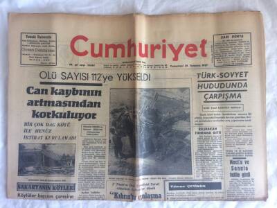 Cumhuriyet Gazetesi 29 Temmuz 1967 - Türk - Sovyet Hududunda Çarpışma GZ73412 - 1