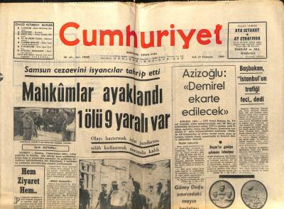 Cumhuriyet Gazetesi - 29 Temmuz 1969 - Samsun Cezaevini İsyancılar Tahrip Etti GZ99540 - 1