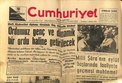 Cumhuriyet Gazetesi 3 Ağustos 1960 - Cemal Gürsel,Ordumuz Genç Ve Dinamik Hale Getirilecek GZ58945 - 1