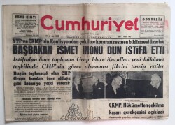 Cumhuriyet Gazetesi 3 Aralık 1963- Başbakan İsmet İnönü İstifa Etti GZ6409 - 2