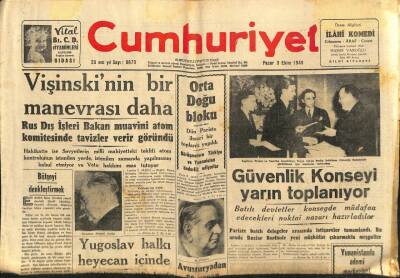 Cumhuriyet Gazetesi 3 Ekim 1948 - Vişinskinin Bir Manevrası Daha GZ71490 - 2