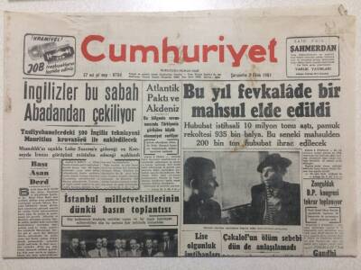 Cumhuriyet Gazetesi 3 Ekim 1951 - İngilizler Bu Sabah Abadadan Çekiliyor GZ52529 - 1