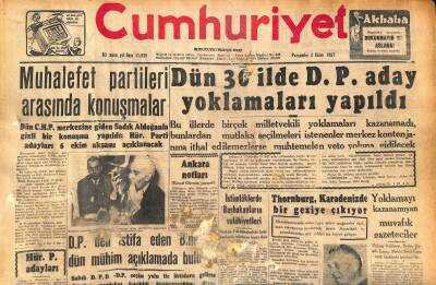 Cumhuriyet Gazetesi 3 Ekim 1957 - Abdülhalik Renda Dün Vefat Etti - Tahliye Edilen Toker Adaylığını Koymuyor GZ119659 - 1