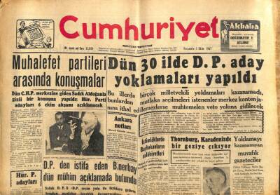 Cumhuriyet Gazetesi 3 Ekim 1957 - Makarios Komünistlerle İşbirliği Yaptığını Açıkladı GZ85446 - 1