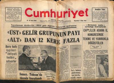 Cumhuriyet Gazetesi 3 Ekim 1966 - Sunay , Tahranda Törenle Karşılandı GZ106646 - 1