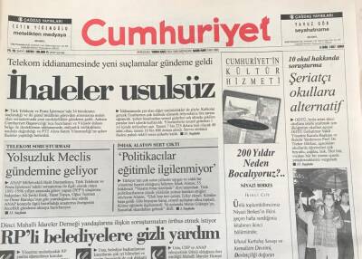 Cumhuriyet Gazetesi 3 Ekim 1997 -RPli Belediyelere Gizli Yardım GZ30855 - 1