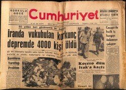 Cumhuriyet Gazetesi 3 Eylül 1962 - İranda Vukubulan Korkunç Depremde 4000 Kişi Öldü GZ70120 - 1