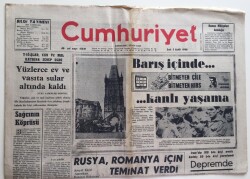 Cumhuriyet Gazetesi 3 Eylül 1968 -Yüzlece Ev Ve Vasıta Sular Altında Kaldı GZ6270 - 2