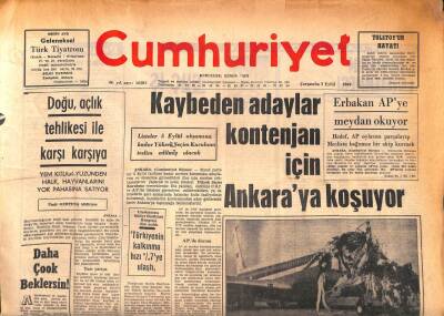 Cumhuriyet Gazetesi 3 Eylül 1969 - Doğu , Açlık Tehlikesi İle Karşı Karşıya GZ86940 - 1