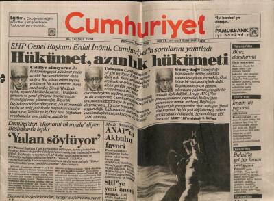 Cumhuriyet Gazetesi 3 Eylül 1989 - Doğum Günü Hediyesi GZ56854 - 1
